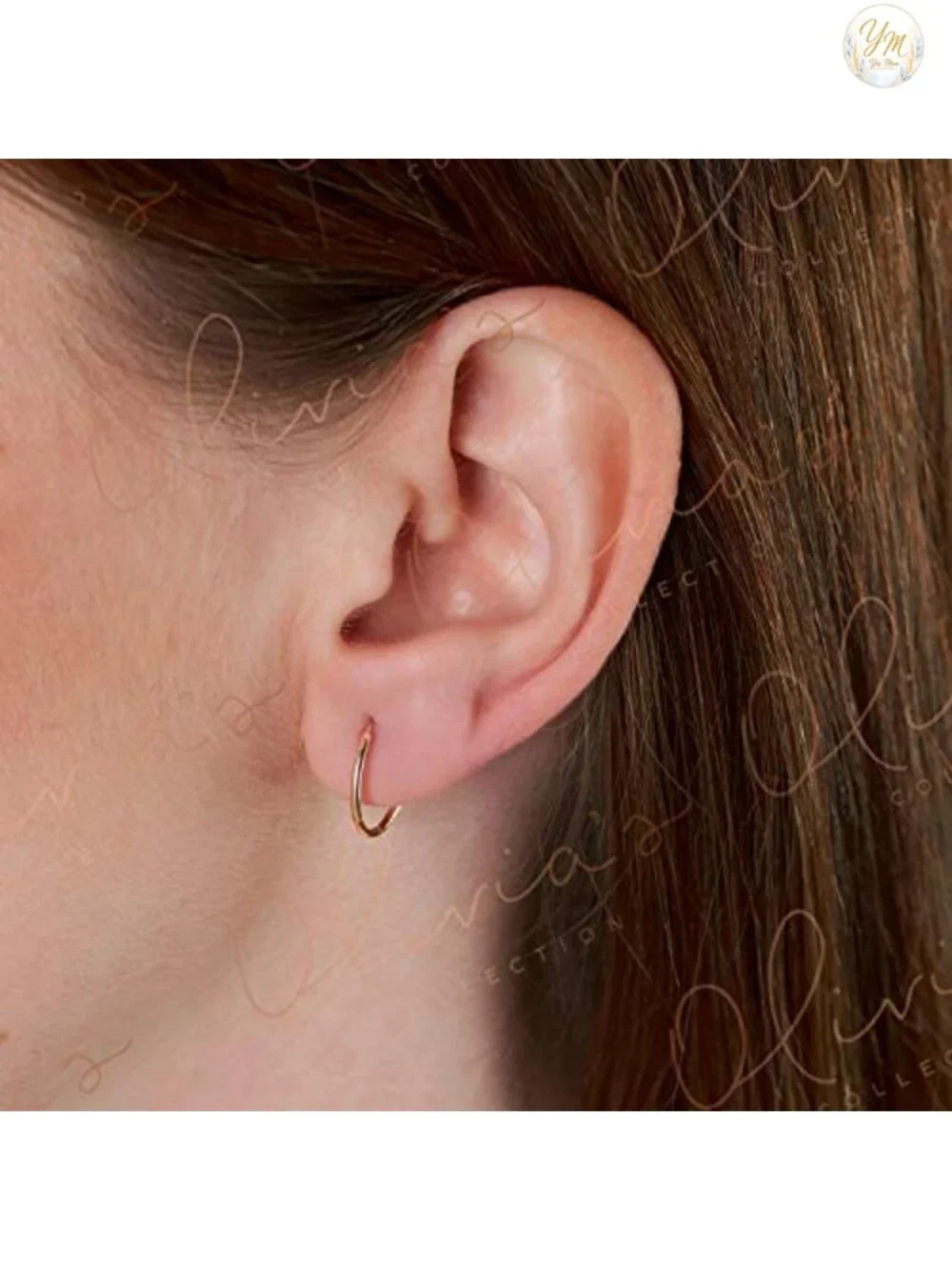 14k Gold Solid Endless Hoop Earrings for Women Men Teens Lightweight Thin Hoops